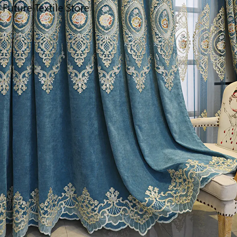 

New Chenille Embroidery Luxury Shading High Grade Atmosphere Curtains Curtains for Living dining room bedroom