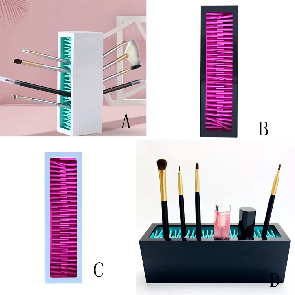 Makeup Brush Storage Box with Lid, Cosmetic Makeup Organizer, Eyebrow Pencil Storage Holder