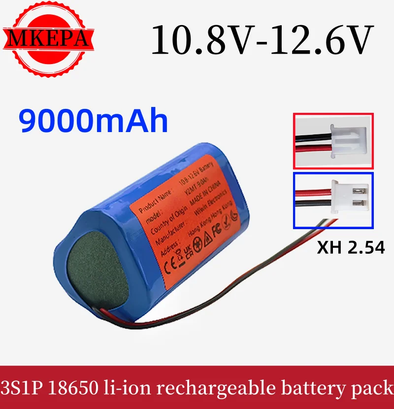 10.8V-12.6V 9000mAh 3S1P 18650 XH2.54 12.6v Hight Quality Lithium Battery Pack with for CCTV Cameras Li-Ion Backup Power