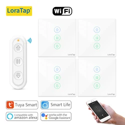 LoraTap Tuya Smart Life Roller Shutter Curtain 4 Switches and 1 Remote Percentage Control Backlight Google Assistant Alexa