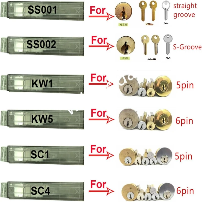

1PCS Repair Tools Locksmith Tools 2 in 1 KW1 KW5 SC1 SC4 SS001 SS002 Lock Key Precision Hook and Set Maintenance Master Key