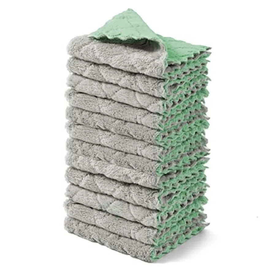 

12 Pack Dish Towels 10x10 in Premium Dish Cloths Super Absorbent Kitchen Towels Coral Velvet Dishcloths Nonstick Oil Fast Dryin
