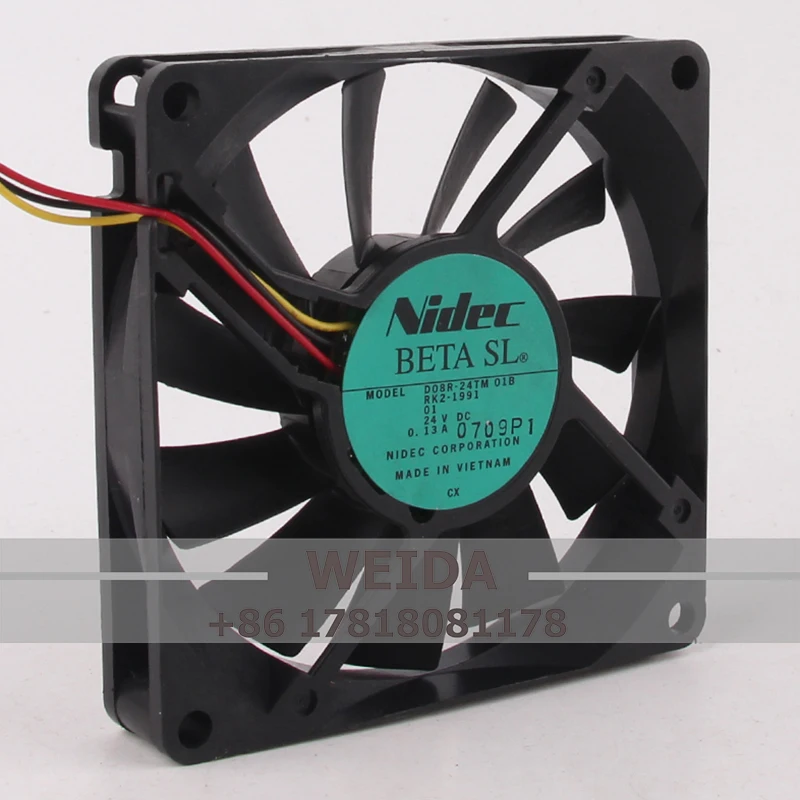 

Nidec 12V 48V DC24V 0.13A EC AC Three-wire Frequency Converter Photocopier D08R-24TM 01B CoolingFan 80X80X15MM 8CM 8015