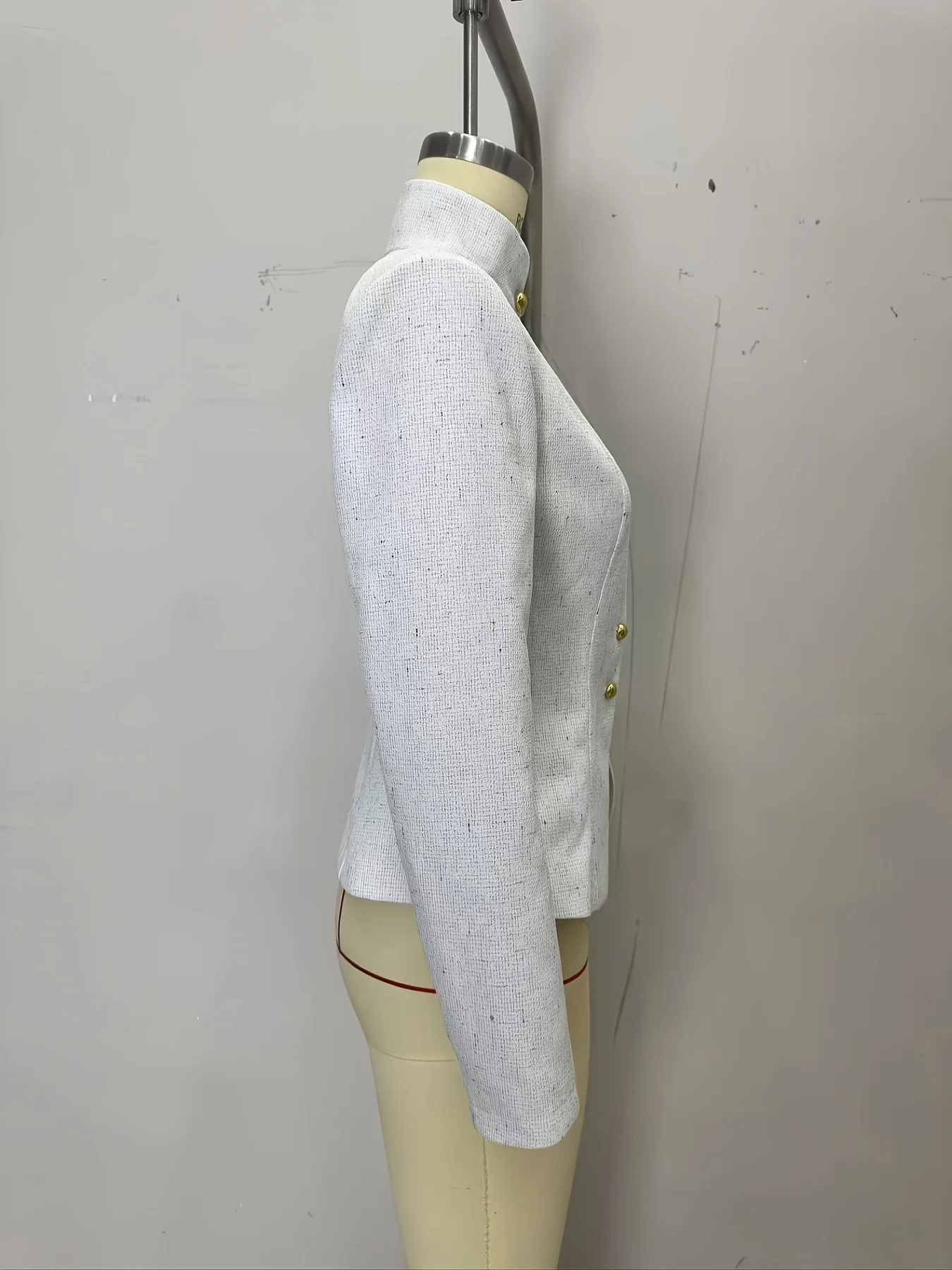 Women's Jacket 2026 New Spring Autumn Double Breasted Stand Collar Long Sleeved Temperament Commute Office Lady Slim Jacket