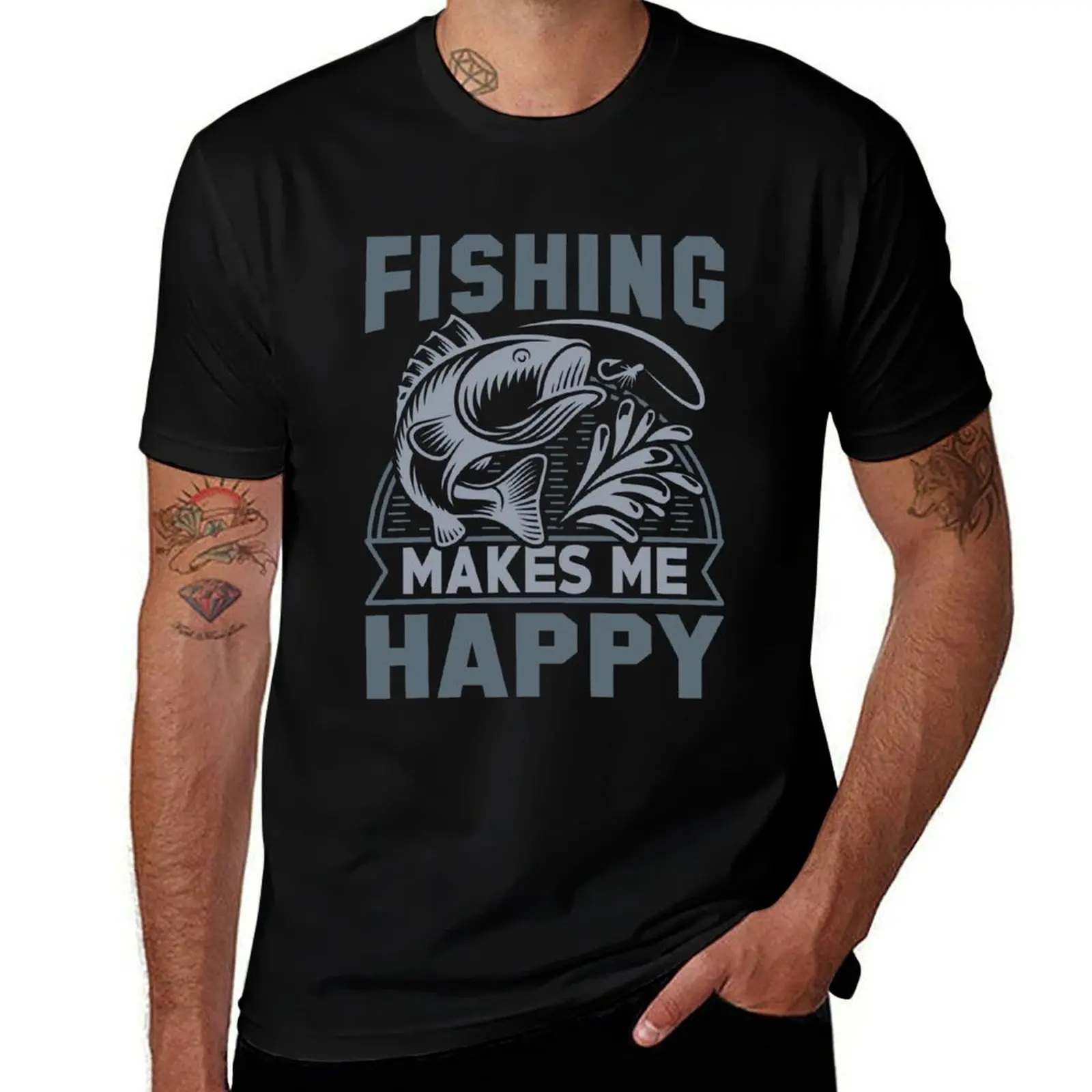 

man Fishing graphic men Happy shirts pack Me t T-Shirt Makes t shirt cotton man t shirt g for T-Shirt