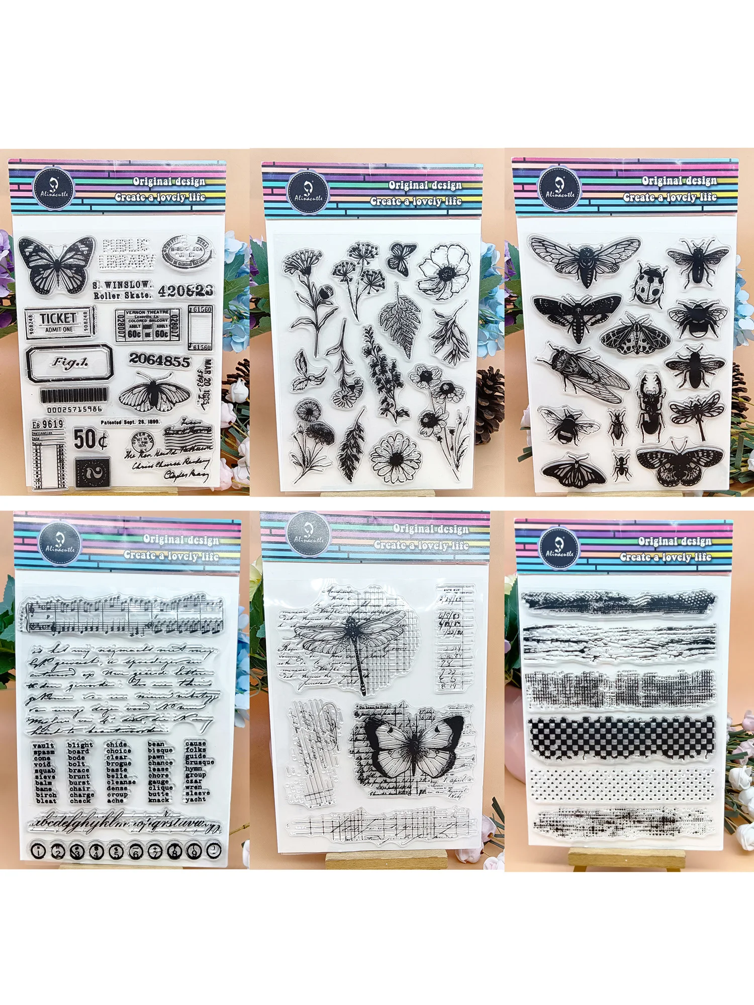 Tampon transparent de fond, papillons/fleurs/Notes de musique, tampons transparents en Silicone pour l'artisanat en papier, fabrication de cartes faites à la main, bricolage, 1 pièce