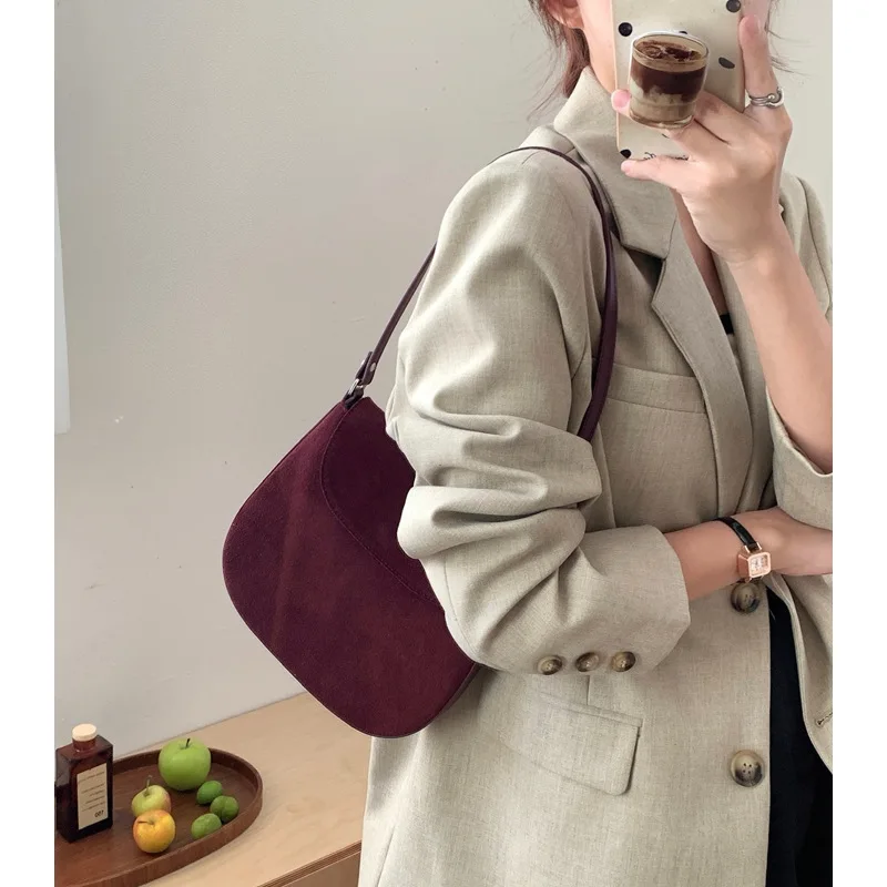 

Vintage frosted cowhide Underarm Bag 2024 New commuter crossbody bag Women's All-in-one leather saddle bag