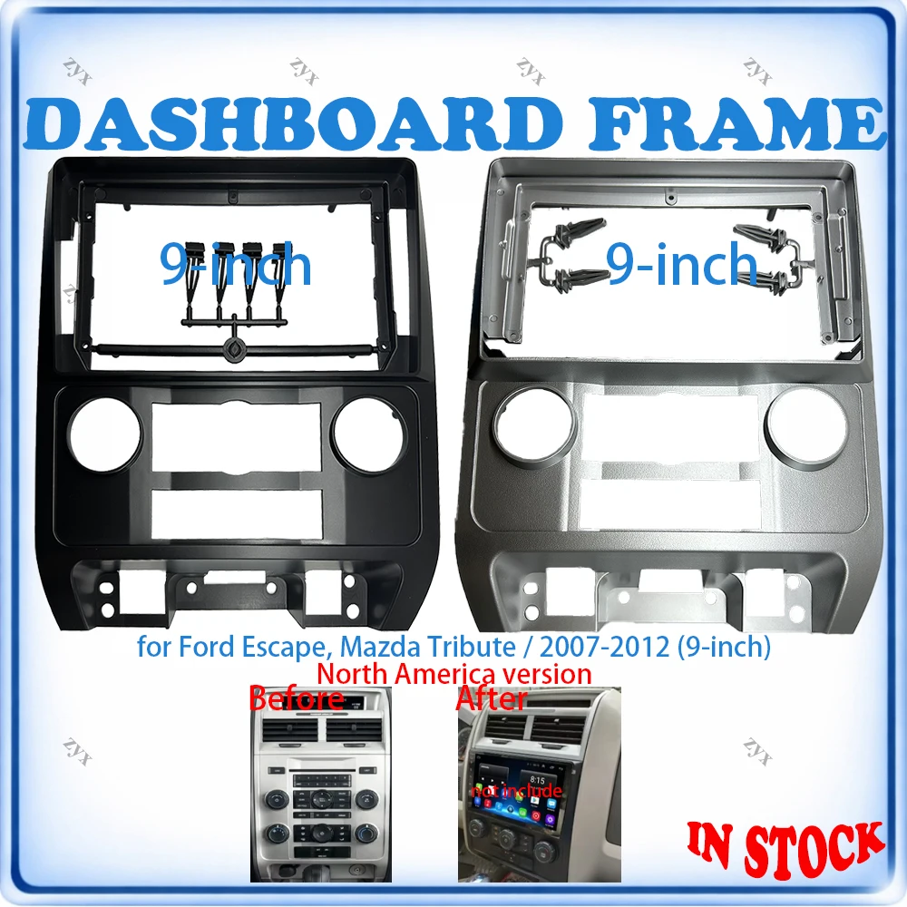Car Radio Fascia Frame For Ford Escape & Mazda Tribute US Spec 2007-2012 9 inch With Canbus & Wiring Harness Car Accessories