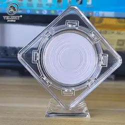 Soporte giratorio para monedas, soporte de exhibición de 40mm, estuche transparente para cápsulas de monedas con Base para colección de monedas de desafío