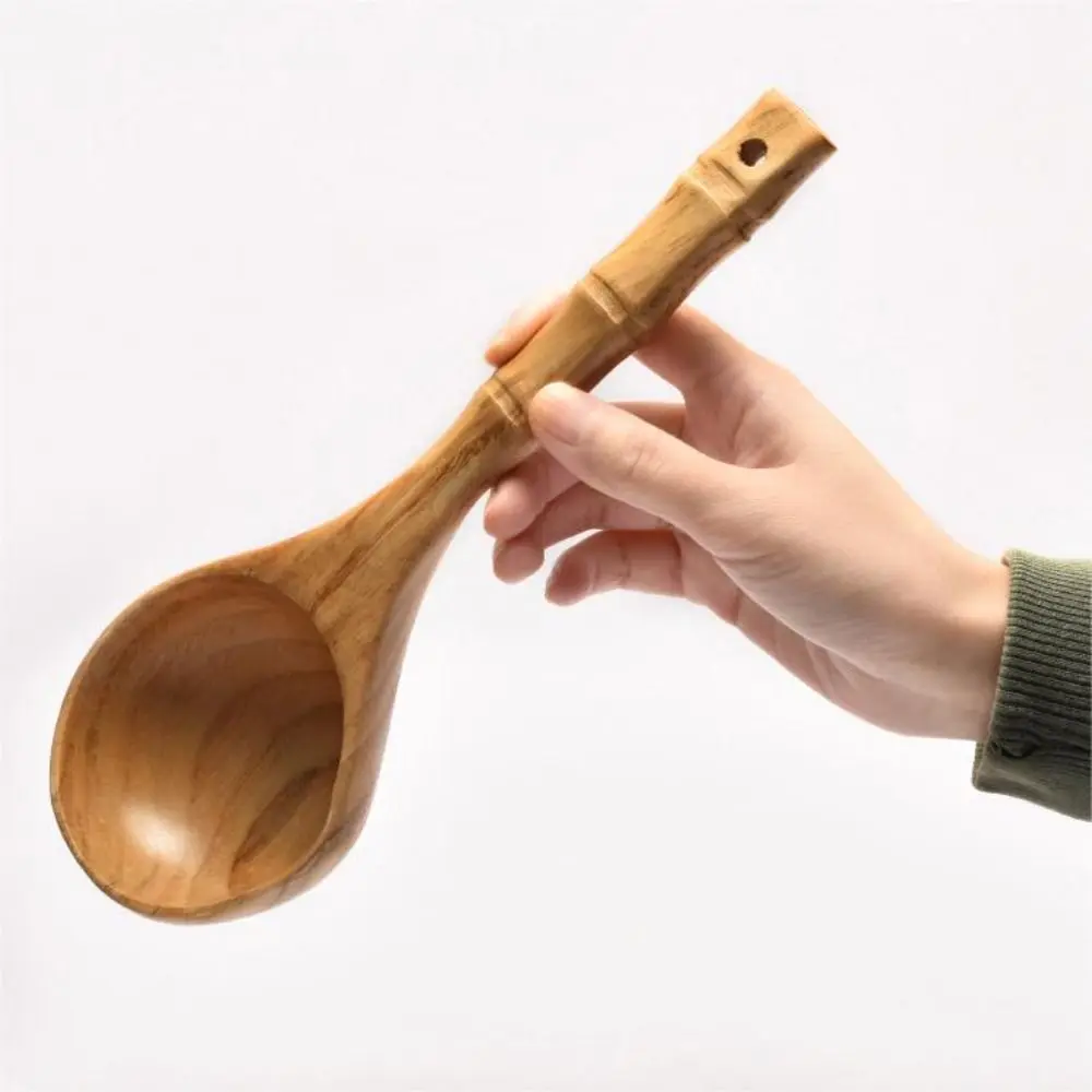 Wooden Creative Long Handle Kitchen Varnish Sauna/Bath Rice Spoon For Porridge Water Spoon Soup Spoon