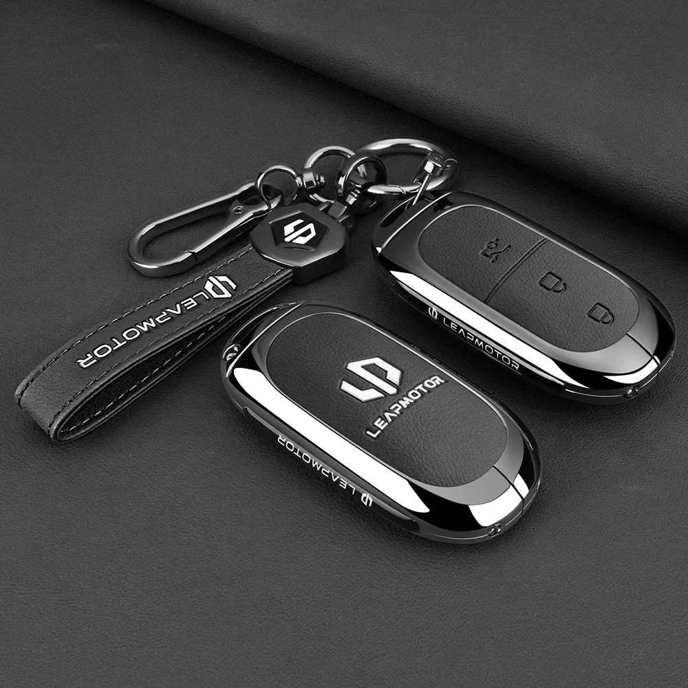 Car Key Case Bag For Leapmotor C10 T03 C11 C01 2024 2025 Keychain Protective Cover Smart Remote Key Protection Shell