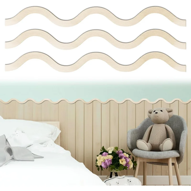 30cm Unfinished Fan Shaped Wave Wood Slices DIY Blank Wooden Ornaments for Home Wedding Party Wall Hanging Crafts