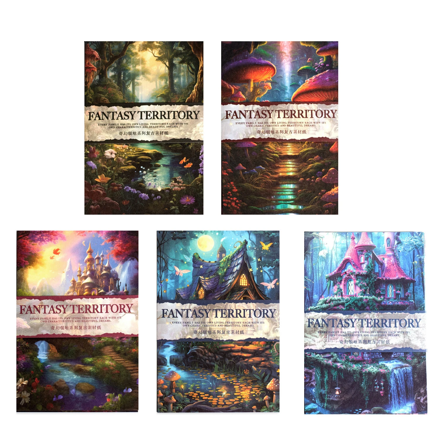 5 Stuks Fantasy Territorium Serie Schattige Mooie Retro Decoratieve Zelfklevende Papieren Memo Pad