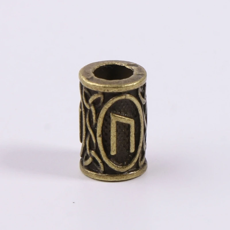24x Runes Beads For Jewelry Making Hair Beard Crafts Jewlery DIY Metal Spacer Big Hole Bead Accessories
