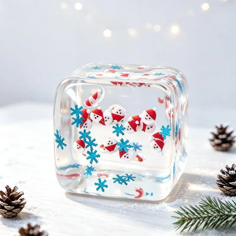 Christmas Giant Stress Ball Squeezable Maltose Ice Cubes Sensory Toy 1PC for Kids Adult Stocking Stuffer Anxiety Relief