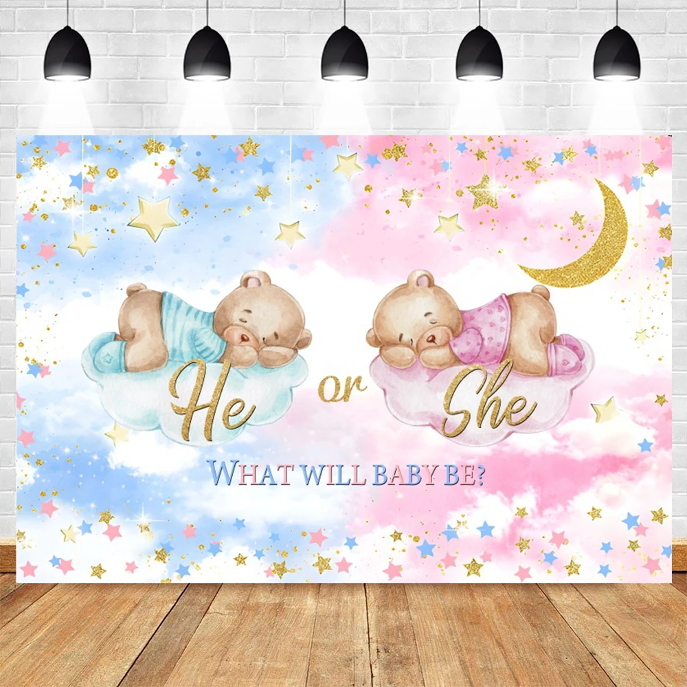 Fondo de revelación de género para niño o niña, cartel de decoración para fiesta de cumpleaños, Photozone
