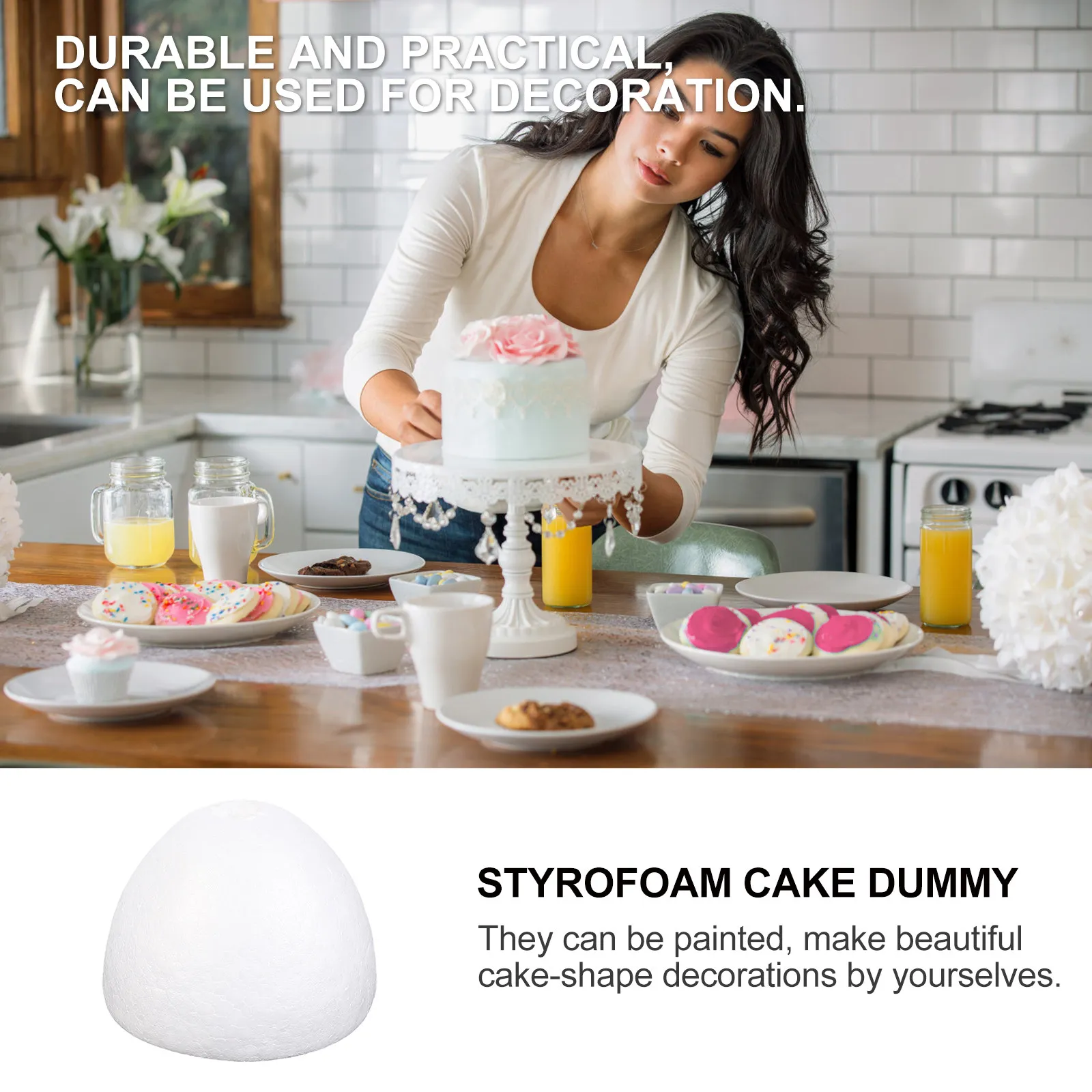 1Pcs Cake Dummy Premium Foam Practice Decorating Birthday Party Decor Creative DIY Craft Fake Cake Shape Display