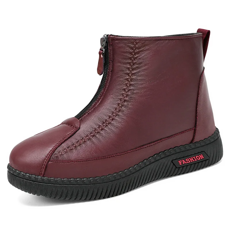 Anti-deslizamento de pele quente tornozelo botas de neve à prova dwaterproof água respirável caual botas planas de pelúcia inverno sapatos femininos designer tênis