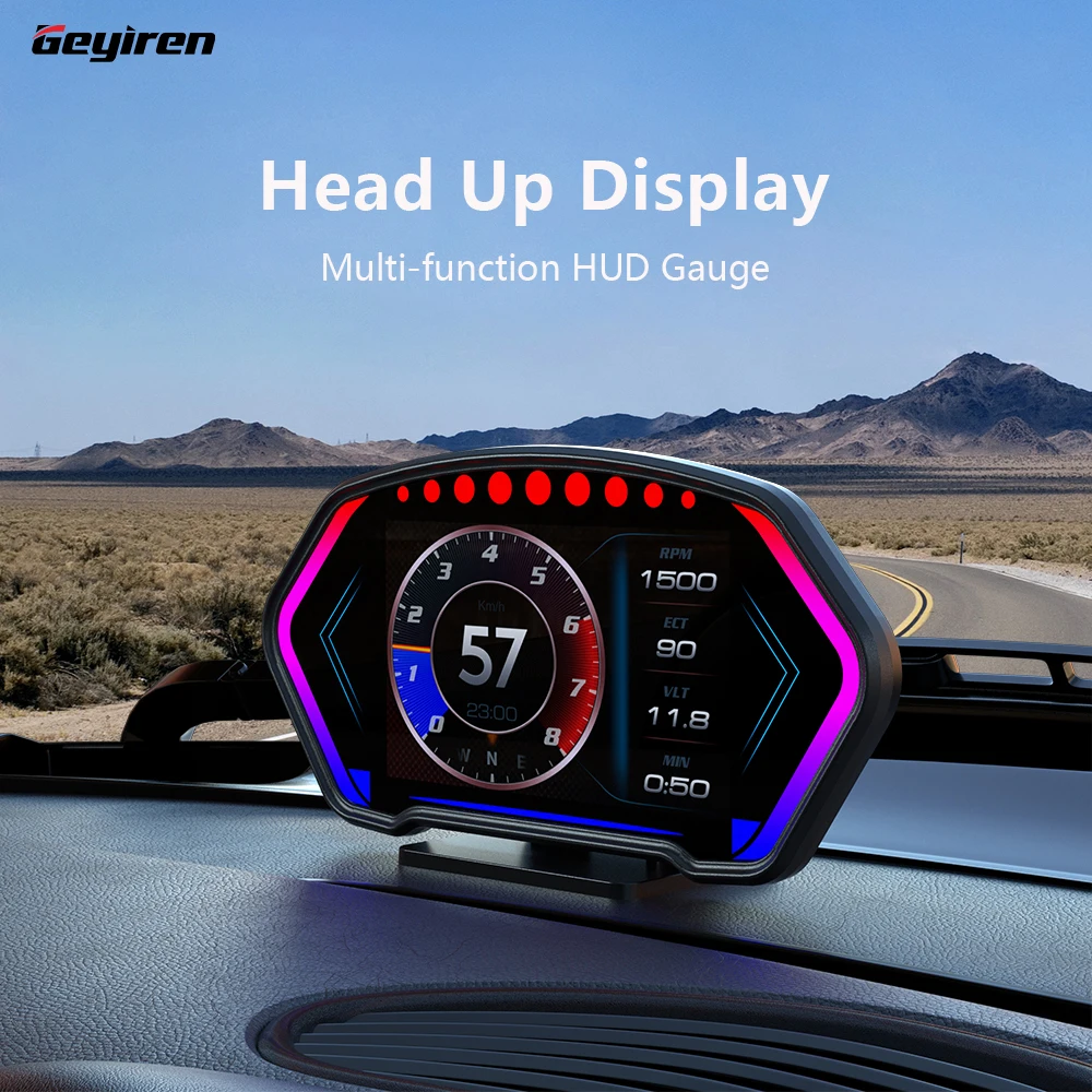 

Geyiren P3 Car Head Up Display OBD2 GPS On-board Computer HUD Gauge Digital Speedometer Display RPM Water Temp Turbine Pressure