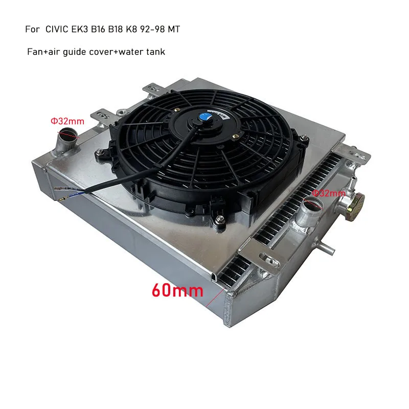 Hoge prestaties 3 Rij Racing Aluminium Radiator 60mm Voor Honda Civic EK EG DEl Sol Handleiding D15 D16 Voor CIVIC EK3 B16 B18 K8 92-98