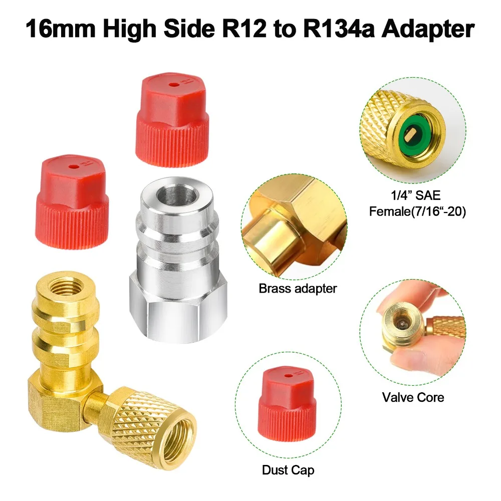 Kit Konversi R12 Ke R134A Adaptor Katup Quick Coupler Tekanan Tinggi/Rendah untuk AC