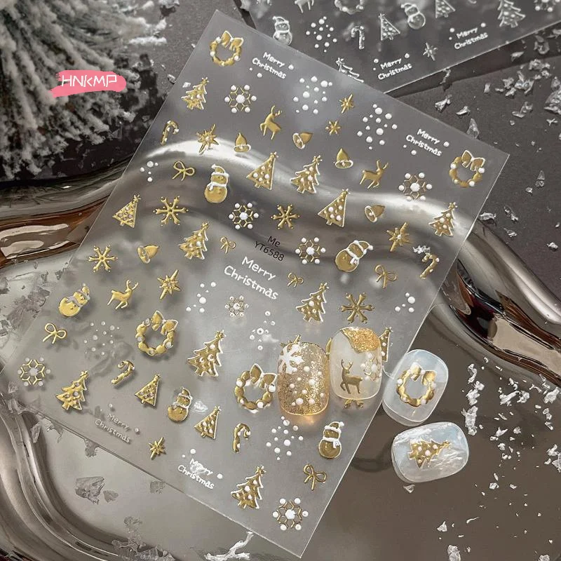 1 قطعة عيد الميلاد مسمار الفن ملصقات البرنز الثلج لطيف الكرتون سانتا كلوز وشجرة عيد الميلاد مانيكير الشارات DIY لقضاء عطلة #2