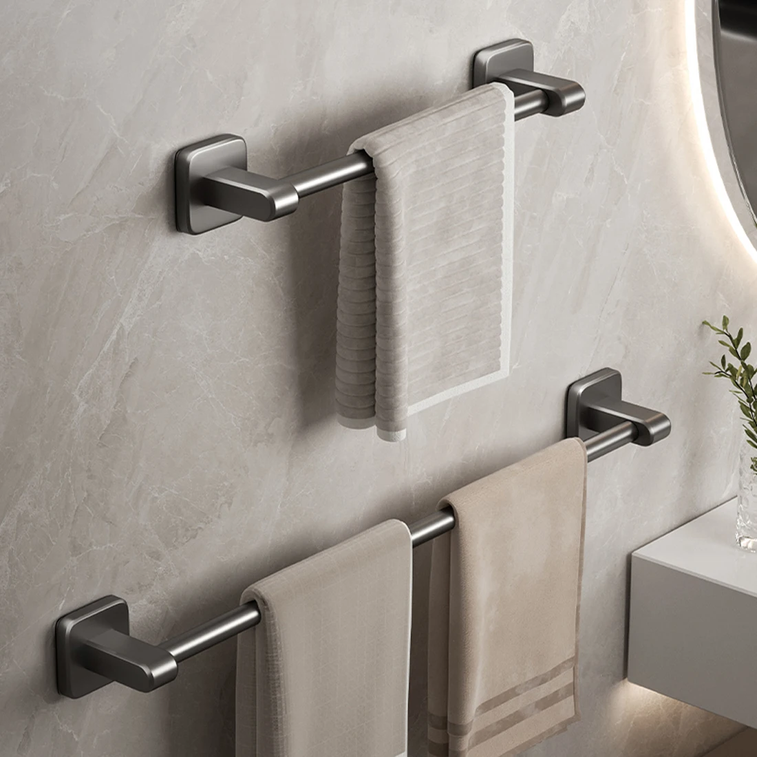 YUTOKO Non perforated suction cup wall mounted towel rack, bathroom storage rack, bathroom horizontal bar towel rack