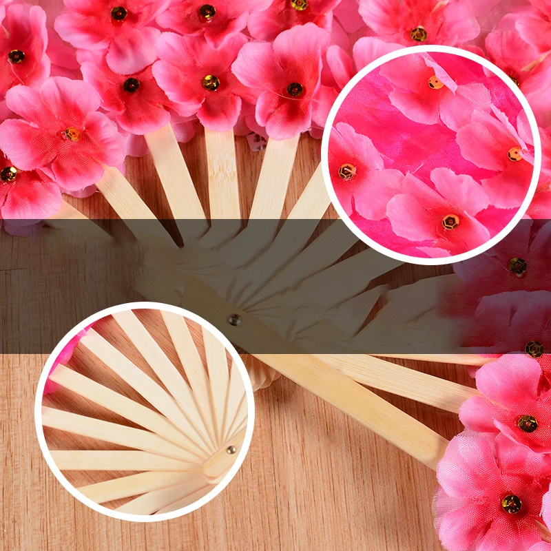 NEW Pink Dance Fan Peach Blossom Petal Fan Adult Dance Performance Decorative Hand Fan Yangko Dancing Fan Party Home Ornaments
