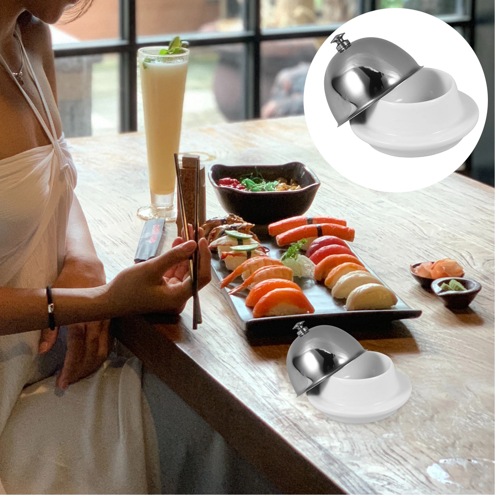 

Butter Cup Condiment Dishes Ceramic Snack Platter Serving Retro Side Stainless Steel