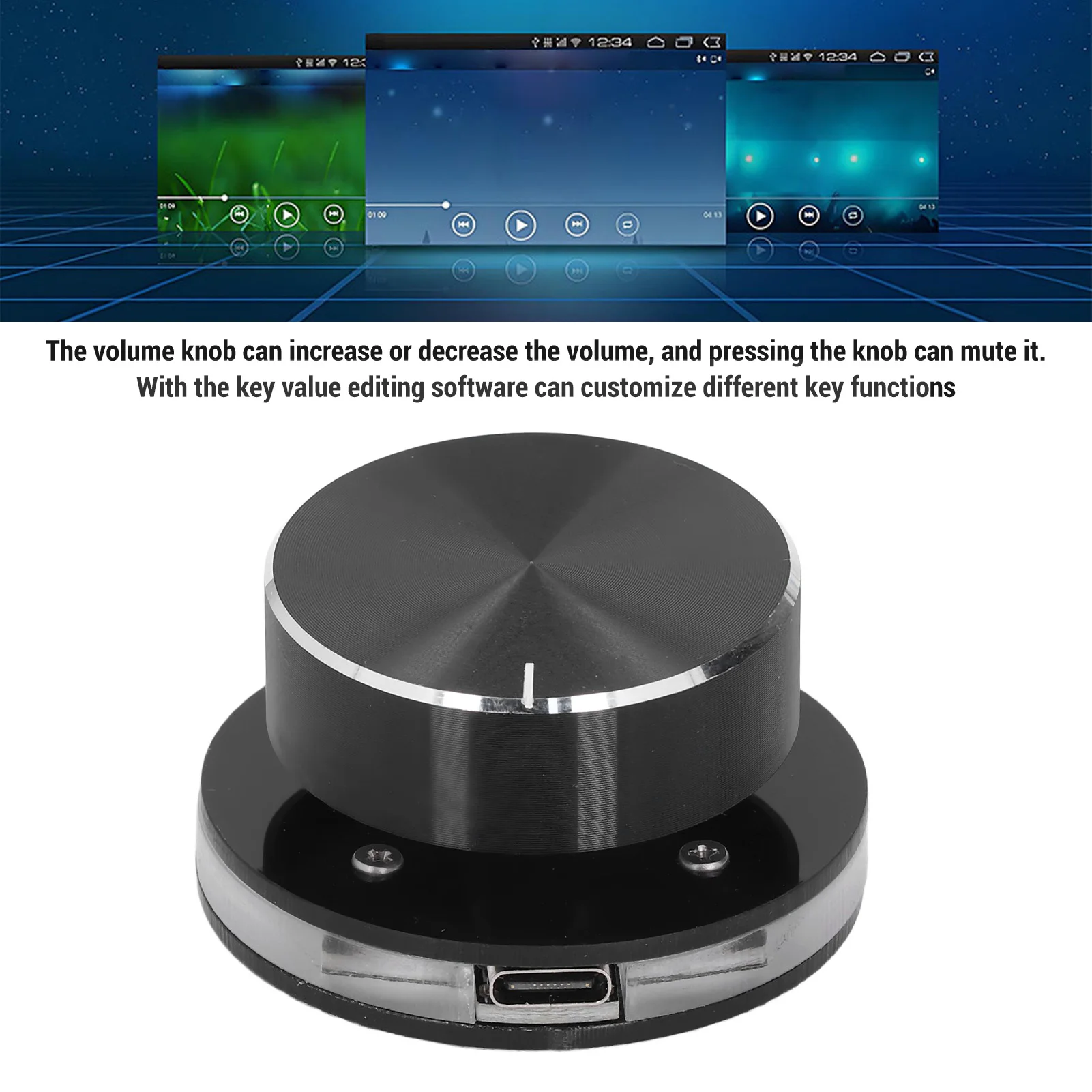 USB Volume Control Multimedia Controller Knob 360 Degree Rotating USB Volume Control Knob Plug and Play Professional for PC
