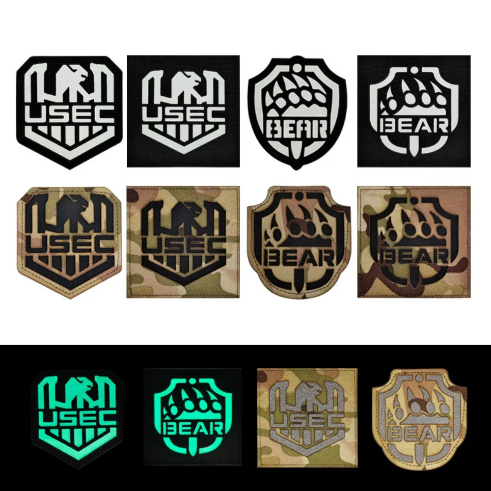 Escape From Tarkov Badge Patches Bear Claw Luminous Hook & Loop Stickers Military Tactical Reflective Appliques for Clothing