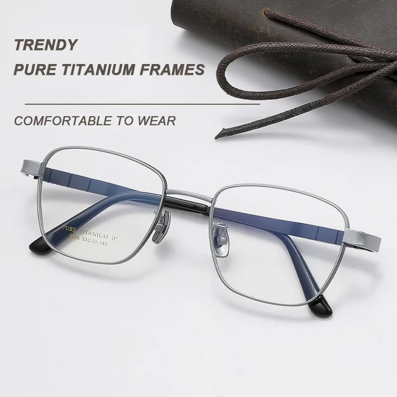 

Ultra Lightweight Pure Titanium Eyeglasses Frames Designer Handmade Vintage Spring Leg Eyeglass Large Frame To Slim Your Face