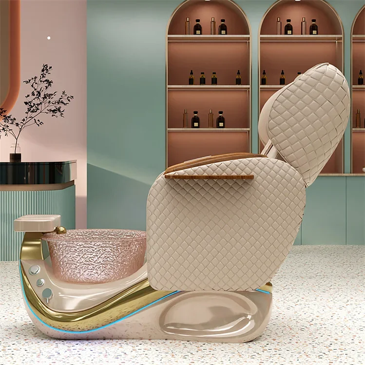 Cadeira de pedicure, cadeira de pedicure de couro pu moderna de luxo de alta qualidade, mobília de salão de beleza, spa, massagem, cadeira de pedicure com tigela de vidro