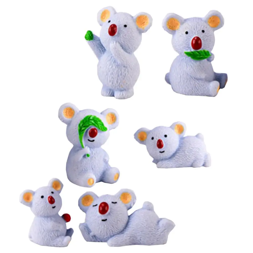 

6 Pcs Resin Bear Figurines Grey Mini Landscape Decorations for Desk Aquarium Plant Pot DIY Gifts Statues