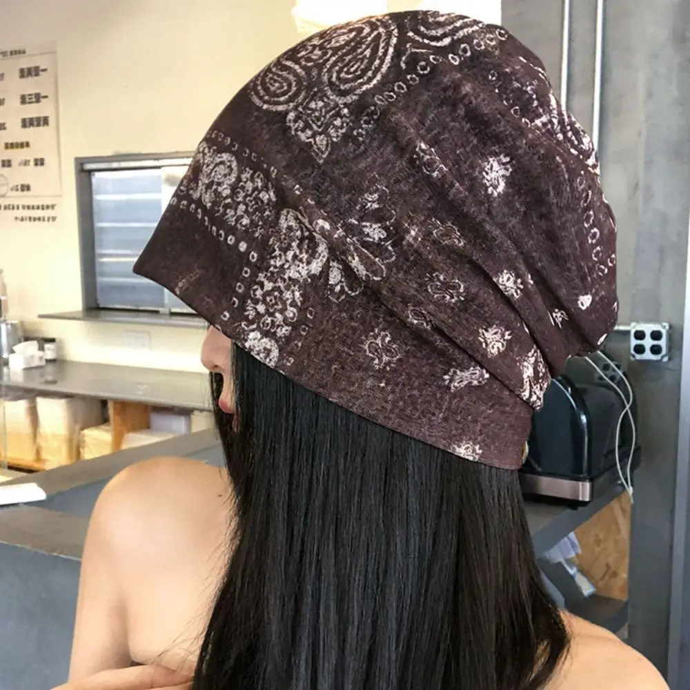 Bohemian Style Baggy Cap Large Head Circumference Ethnic Style Beanies Cap Keep Warm Polyester Pullover Hat for Women and Girl