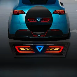 Aftermarket LED Daytime Running Lights Sequential Turn Signals and Brake Lights for Tesla Model Y Rear Bumper Light
