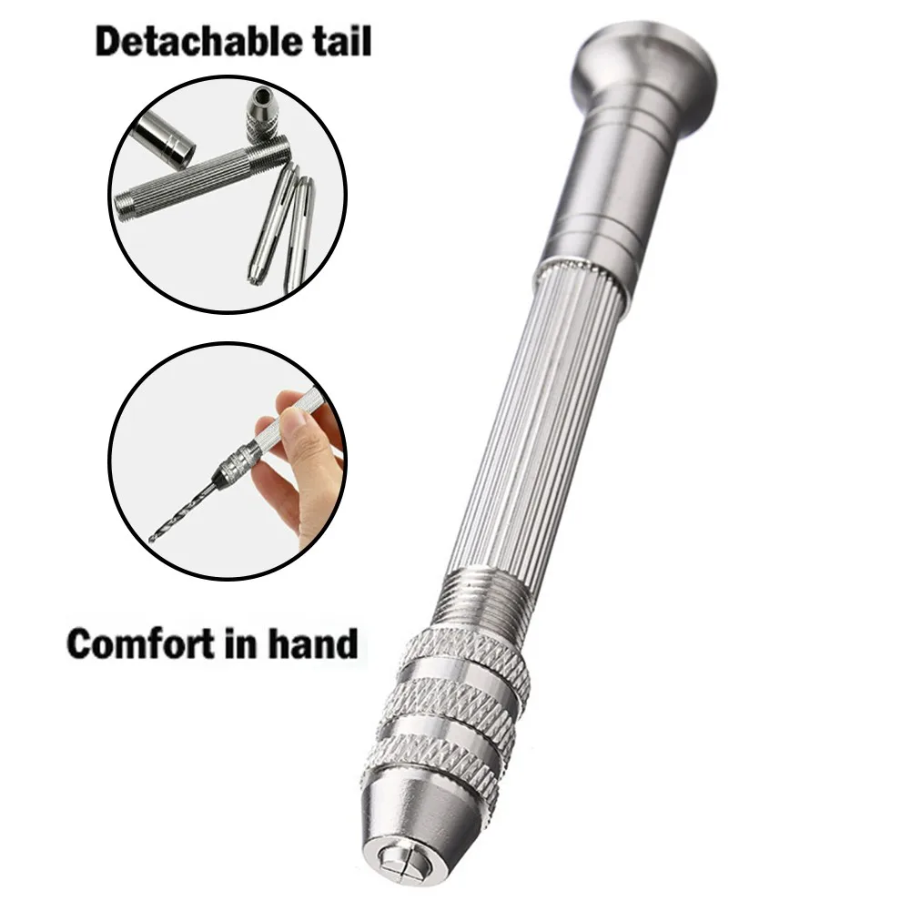 Craft Hand Drill Tool DIY HSS Silver Tool With 10pcs Drill 0.8~3mm 11pcs Aluminum Bit Jewelry Hand Drill Chuck