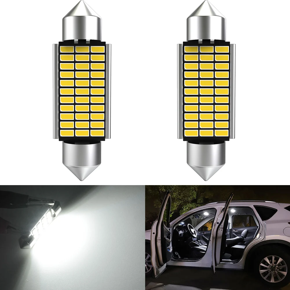 2x Canbus Festoon LED Bulb C5W C10W 31mm 36mm 39mm 42mm Car Interior Dome Map License Plate Light For Golf 4 5 Passat B6 B5 Polo