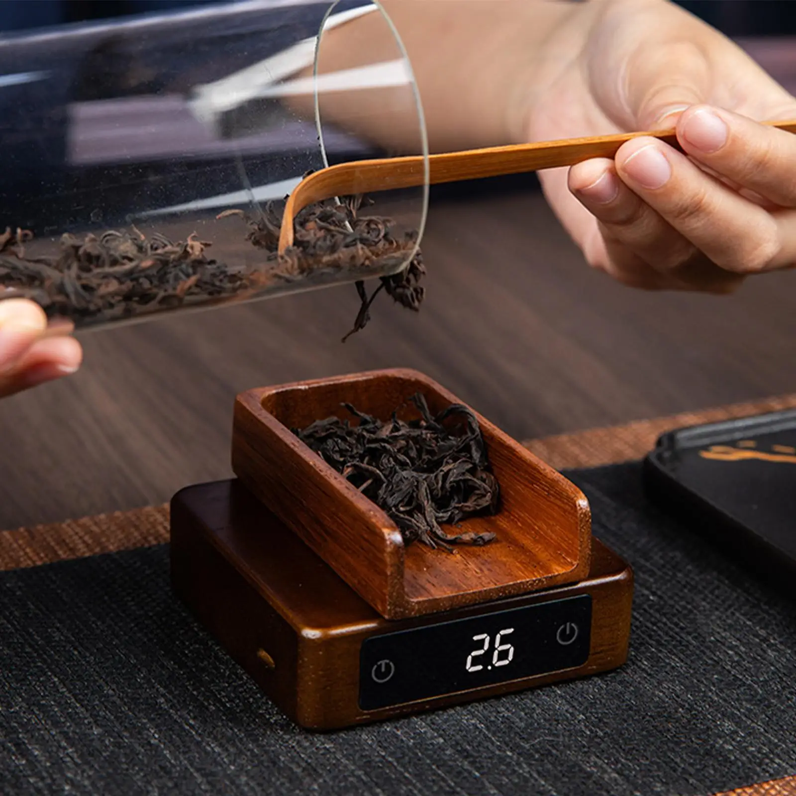 Mini Solid Wood Kitchen Tea Electronic Scale Pu Erh Tea Gram Accurate Scales Household Portable Coffee Bean Scales Digital