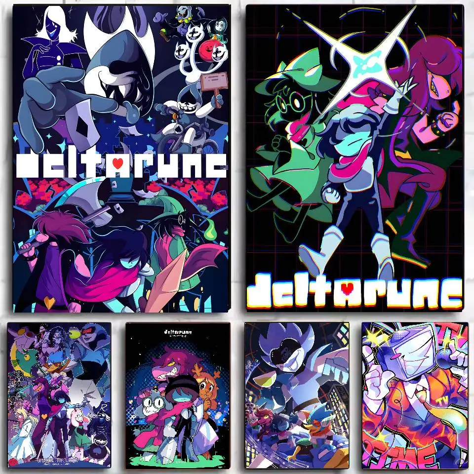D-Deltarune Poster, selbstklebende Kunst, wasserfester Papieraufkleber, Kaffeehaus, Bar, Wohnheim, Wanddekoration