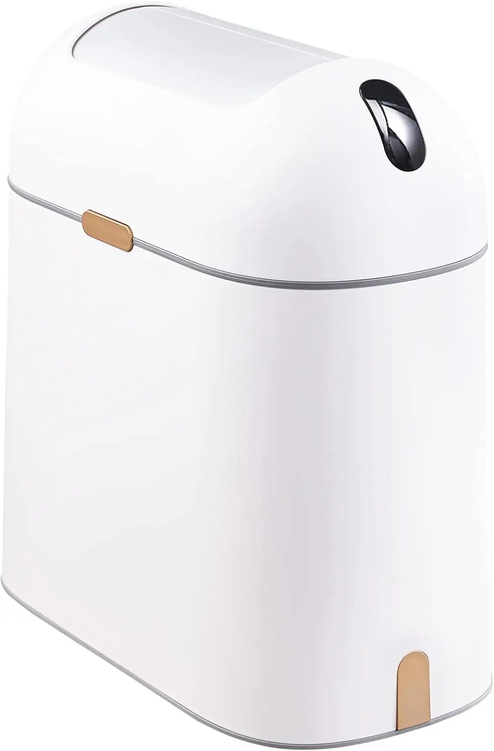 

Motion Sensor Trash Can, 2.5 Gallon Waterproof with Butterfly Lid for Bathroom Bedroom Kitchen Office, White Gold