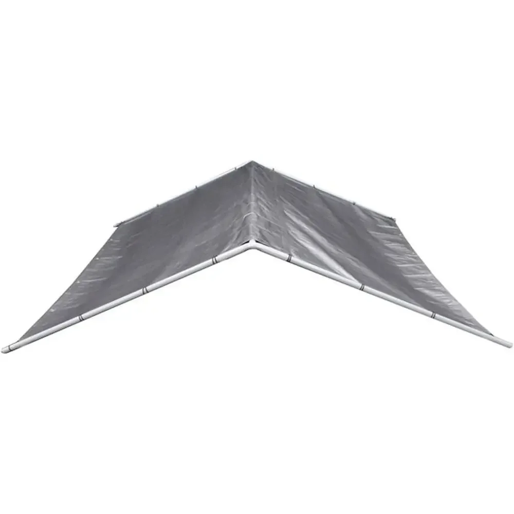UV-Protected Silver Dog Kennel Cover, Durable Steel Frame, 8.9 x 10 x 2 Inches, White, 180g Silver Fabric