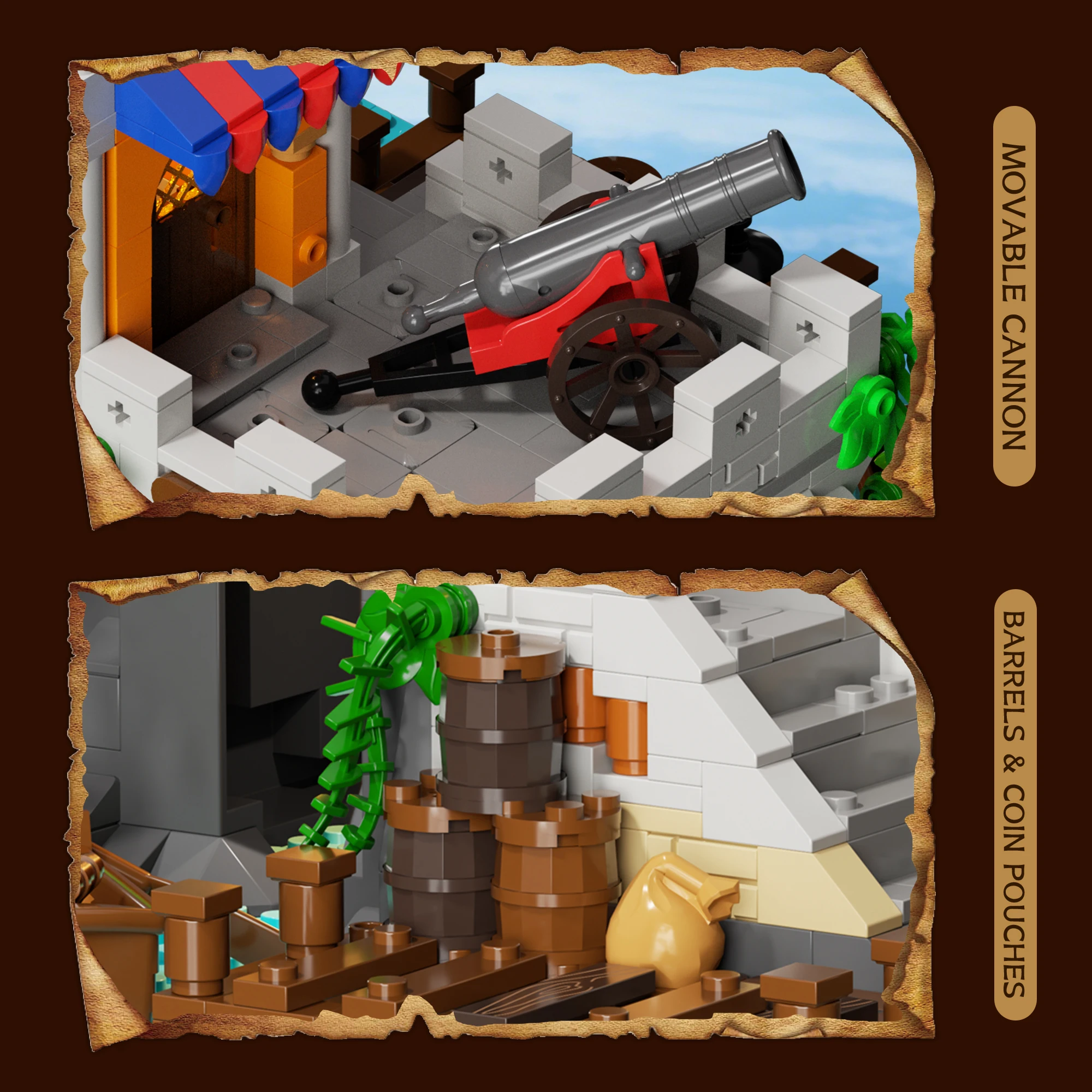 1326PCS Imperial Island Outpost Fortress Building Blocks Watchtower Fortress Model Bricks Desktop Ornaments Toys Holiday Gifts