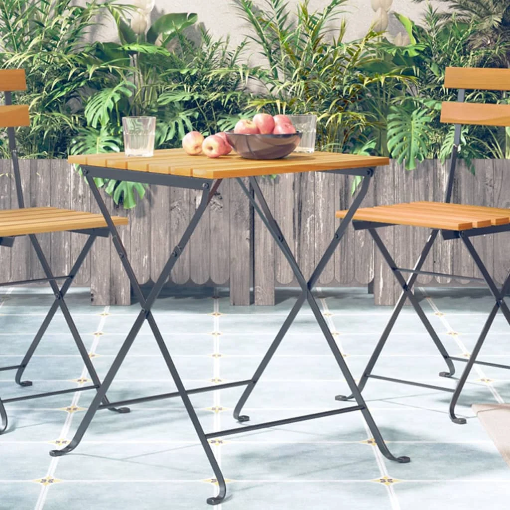 Bistrotisch 55 x 54 x 71 cm aus massivem Akazienholz, für den Außenbereich, Garten, Terrasse, Picknicktisch, Gartenmöbel, Dekoration