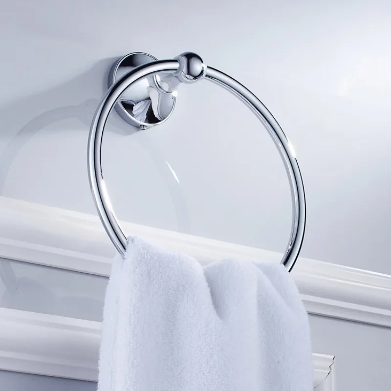 Bathroom Hardware Electroplated Chrome Towel Ring Brass Simple Hanging Towel Bathroom Fixture Wholesale Offer Dropshipping