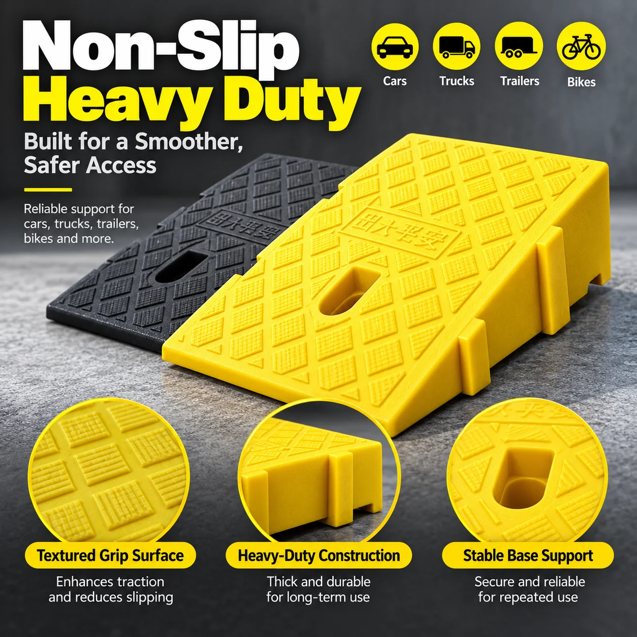 Portable Curb Ramp 1/2/3/4PCS 7/11/13cm Non-Slip Heavy Duty Threshold Wheel Ramp for Car Truck Trailer Bike Driveway Access