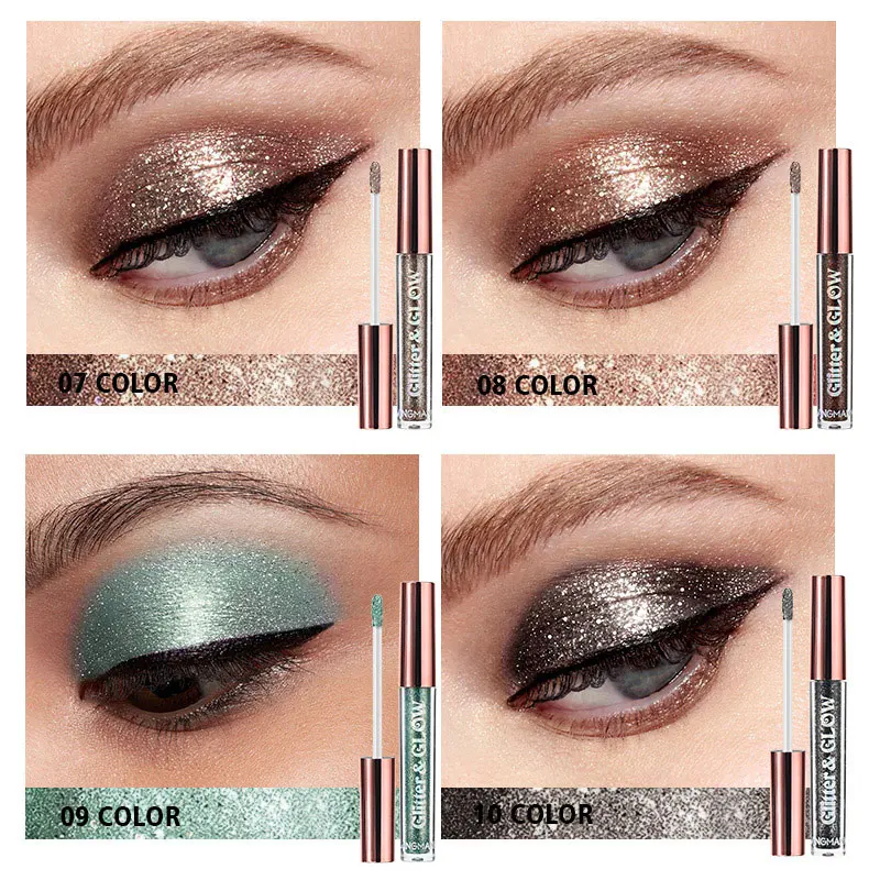 10-Farben-flüssiges Glitzer-Lidschatten-Set, Glitzer für Augen, Glanz, wasserfest, schimmernd, Lidschatten, Make-up, koreanische Damenkosmetik