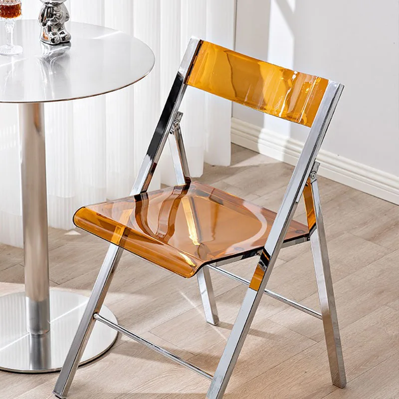 

*dNordic Transparent Contemporary Light Luxury High-End Durable Eco-Friendly Folding Chair Portable Outdoor Bedroom Plastic&
