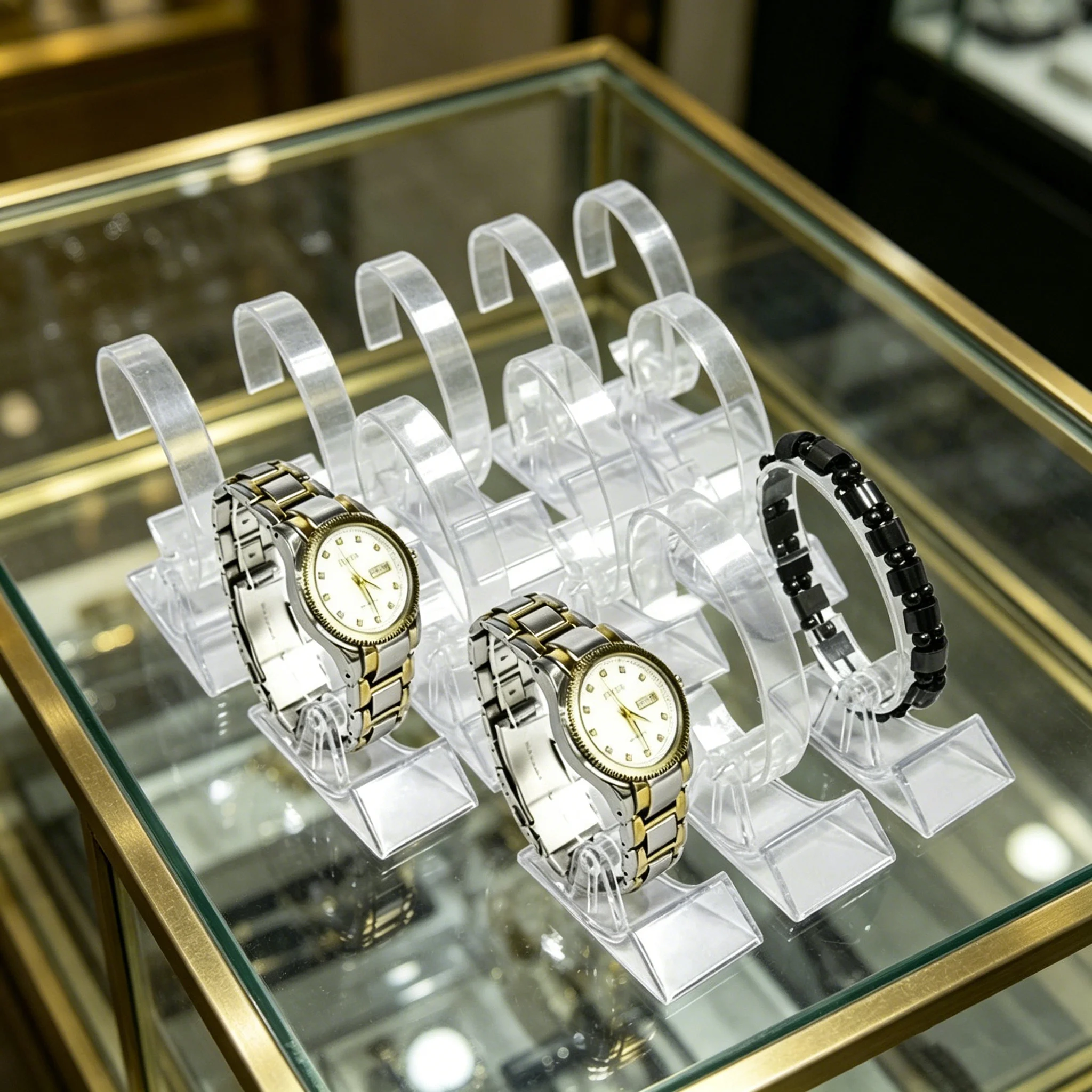 Acrylic Watch Display Rack Clear Bracelet Bangle Chain Display Stand Watch Storage Shop Counter Showcase 10Pcs/lot