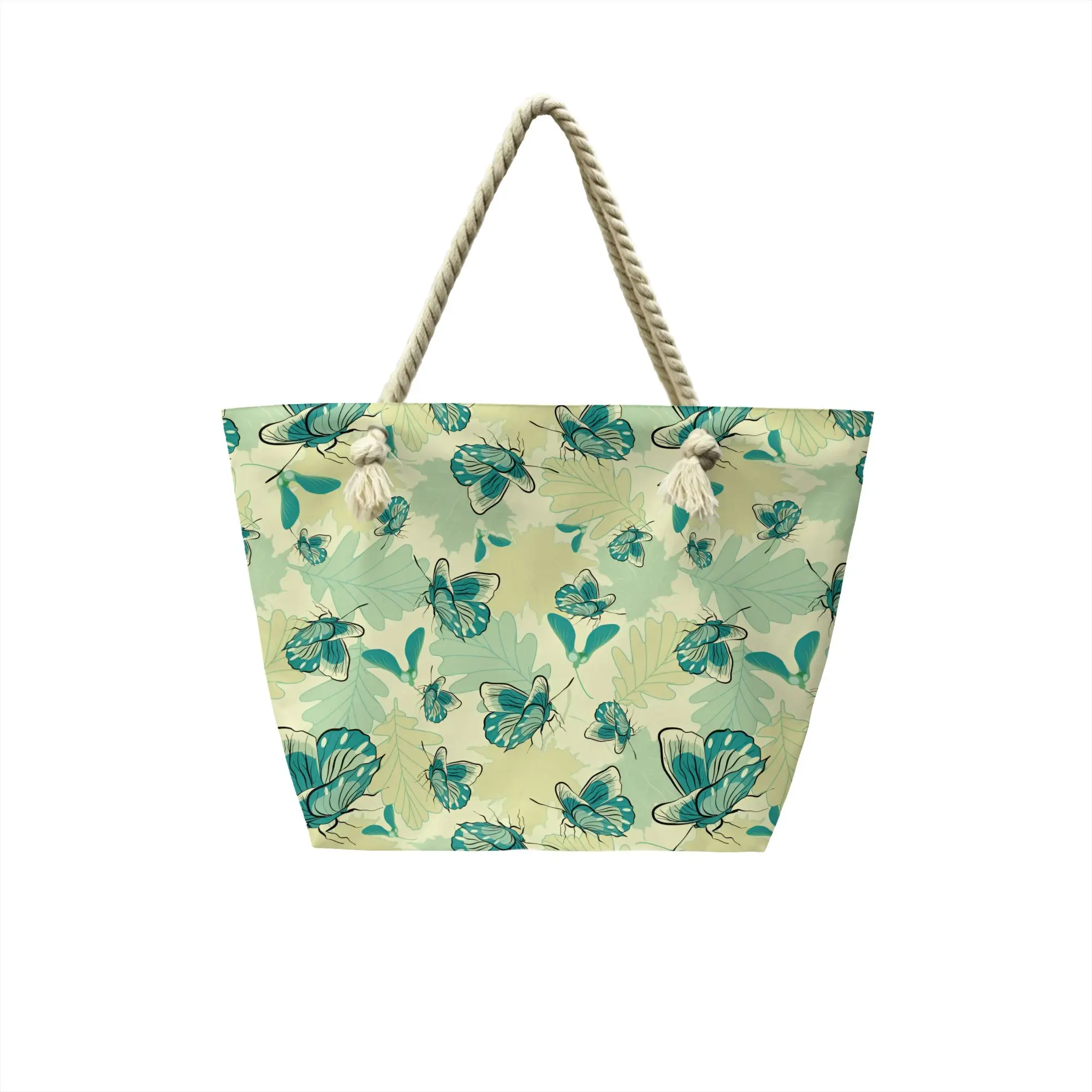 Butterfly Pattern Groceries Shopping Bags Fashion Printed Canvas Shopper Shoulder Tote Bag Large Capacity Portable  Handbag